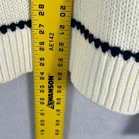 Madewell Sweater Womens Size L Textured Cotton Crewneck Ivory Navy Stripe NWT - Picture 7 of 10